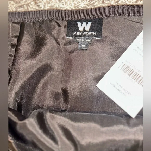 NWT Vintage W by Worth Women’s Genuine Leather Brown Cutout Skirt Size 10 - Picture 4 of 7